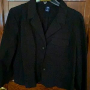 Black Cotton Crop Jacket in Black, 16